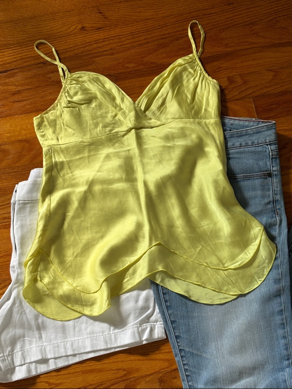 100% Silk Yellow Cami Tank Top - To The Max